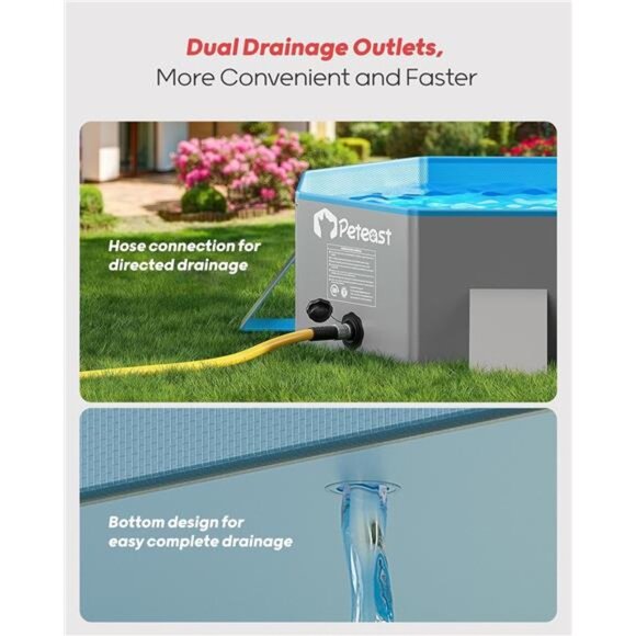 Foldable Dog Pool with Sturdy Square Design Durable 71" Lx39 Wx12 D - Picture 4 of 7